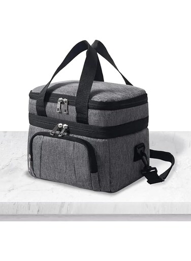 Lunch Bag, Lunch Box Bag, Bento Bag, 15 Liters/507 OZ Large Size, Cooler Picnic Bag, Thermal Insulated Lunch Bag, Leak Proof, Waterproof Material, With Shoulder Strap, Lunch Bag (Grey)