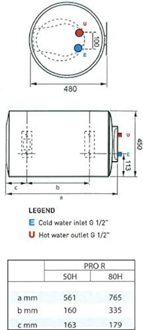 Ariston Electric Water Heater 50 Litter Horizontal Pro-R Italy
