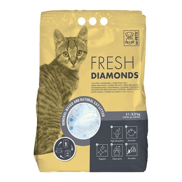 M-PETS Fresh Diamonds Silica Gel Cat Litter 5L &ndash; Non-Scented, Odor Control &amp; Quick Absorbency