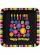 Creative Converting Birthday Cake Dots Dinner Square Plate - 9 Inches