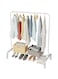 RR-INTL Metal Clothing Rack, 43.3 Inches Garment Rack with Bottom Shelf for Hanging Clothes, Coats, Skirts, Shirts, Sweaters (White)
