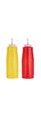 Saqoware 2 Peices Ketchup and Sauce Squeeze Bottles,Red &amp; Yellow Plastic Kitchen Squirt Ketchup Dispenser   Restaurant Supplies for Food Truck, Grilling, Dressing, BBQ Sauce, Crafts-نينة علبة كاتشب