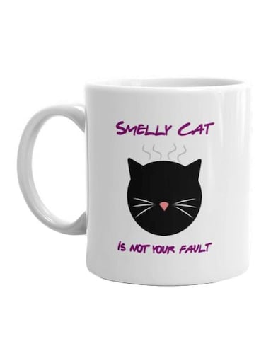 Print Cat Printed Porcelain Mug White/Black/Purple Standard