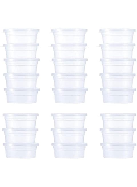 Khazna Storage Containers 24 Pack, Leakproof Clear Plastic Foam Ball Storage Cups Storage Jars Containers With Lids Slime Pots Tubs