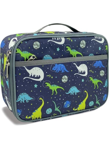 Box Kids, Insulated Lunch Box for Boys and Girls, Washable Lunch Bag, Easy to Clean and Maintain, Reusable Toddler Lunch Boxes for Daycare and School, Dinosaur Planet