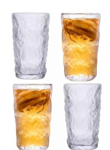 6-Piece Clear Textured Glass Drinking Cups &acirc;&euro;&ldquo; 300ML Each, Premium Decorative Glassware Fo