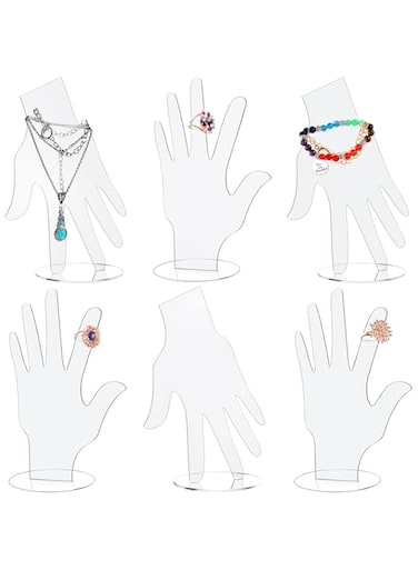 Hand Jewelry Holder, Acrylic Form Hand Bracelet Display Stand, Transparent Mannequin Hands Holder For Bracelet, Watch, Hand Ring Holder For Jewelry, Bracelet Necklace Watch Organizer (6 Pcs)