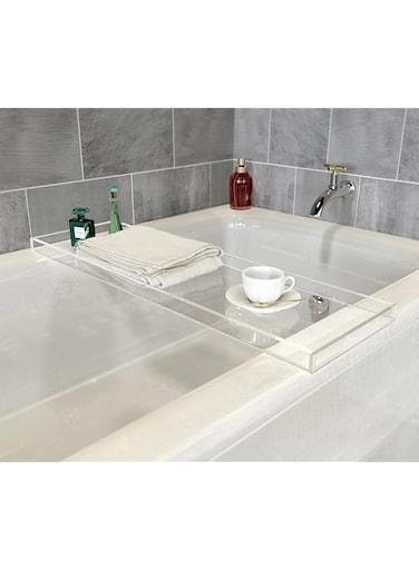 ONELUX Durable Clear Acrylic Towel Tray,Lucite Bathtub Caddy