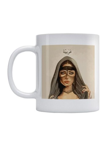 Arabian Women Printed Coffee Mug White/Brown/Grey 350ml