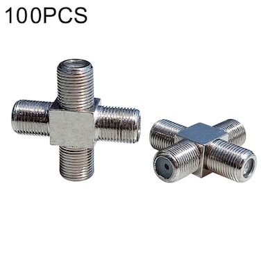 100 PCS 1 F Female to 3 F Female Jack 4 Way F Splitter TV Coax Adapter Connector