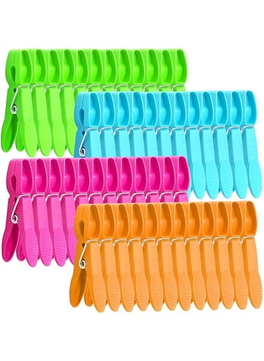Lonimia Clothes Clips, Laundry Clips, Colored Clothespins, 48 Pcs Stainless Steel And PP Materials High Tension Spring Colour Practical Clamp Tool, Suitable for Daily Household Use