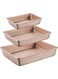 AUTOYSUR Deep Baking Pans Sets Nonstick,Baking Sheets for Oven,Bakeware Rectangular Cake Pan Set,3 Piece,Gold