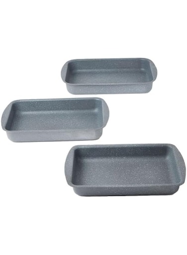 Dessini 3-Pieces Granite Square Pan Set Grey Square Pan 1 (33x22), Square Pan 2 (35x25), Square Pan 3 (38x28) cm