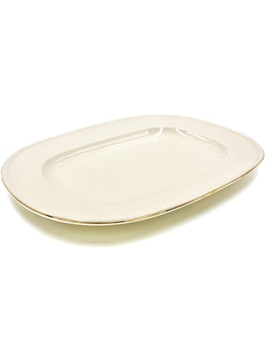 Qualitier Oval Platter Plate 33 cm Gold White