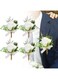Boutonniere, Rose Wedding Boutonniere, 4pcs White Rose Boutonnieres, Handmade Corsage, Buttonhole Flowers with Pin Clip, Artificial Wedding Flower, for Groom Bride Suit Dress Banquet Party Decor