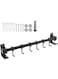 Kitchen Utensil Hanging Rack Rail with 6 hooks, Wall Mounted Adhesive Hooks Rack, Wall Mounted Utensil Rack, No Drilling, Self Adhesive for Hanging Mug, Cup, Pots, Pans, Scissors, 40cm, Black