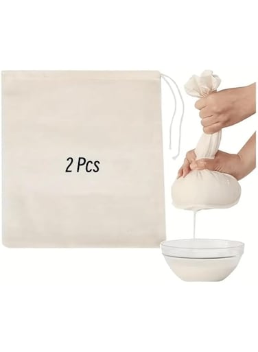 2 Pcs Cheese cloth,Nut Milk Bags, Bound Cheese Cloth For Straining Reusable 100% Unbleached Pre-Cut Cheese Cloth Strainer Muslin For Cooking, Baking, Juicing, Cheese Making Kitchen Stuff