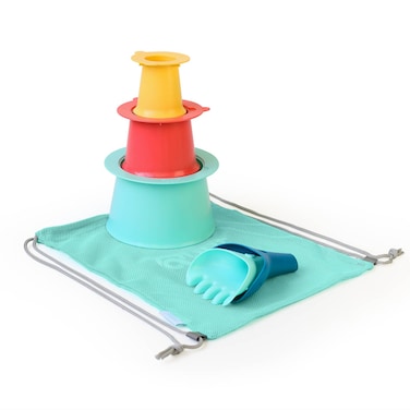 Quut Beach Set &ndash; Alto &amp; Raki Sandcastle Builder Kit for Kids   Stackable Sand Molds + Multi-Function Rake/Digger, Lightweight Sand &amp; Beach Toy for Sandbox, Garden &amp; Beach