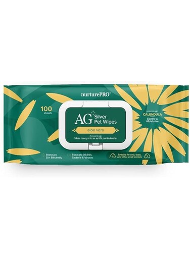 NURTURE PRO AG + SILVER PET WET WIPES ALOE VERA FOR CATS, DOGS &amp; OTHER SMALL ANIMALS