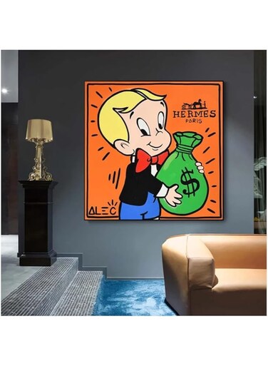 bpa Monopoly Rich Money Man Canvas Painting On The Wall Art Posters And Prints Graffiti Art Wall Pictures Home Decor 70X70Cm No Frame