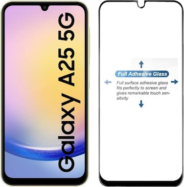 Muzz Tempered Glass Screen Protector for Samsung Galaxy A24 5G / A25 5G, Black, Edge to Edge Coverage