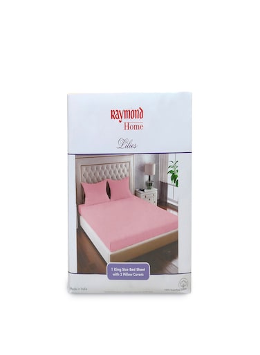Home King Flat Sheet Bedsheet 144 Thread Count Luxirious Mercerised 100% Long Staple Cotton Bedding Solid Pre Shrunk Percale Finish Bed Linen with 2 Pillow Case - Rose (274 * 274 CM)
