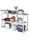 Adjustable Under Sink Storage Shelf Organizer, 2 Tier Kitchen Cabinet Shelf Rack, Stainless Steel &amp; Plastic Multifunction Sink Organizer, Height Adjustable 50-70x26x38cm, Space Saving Cabinet Storage Solution