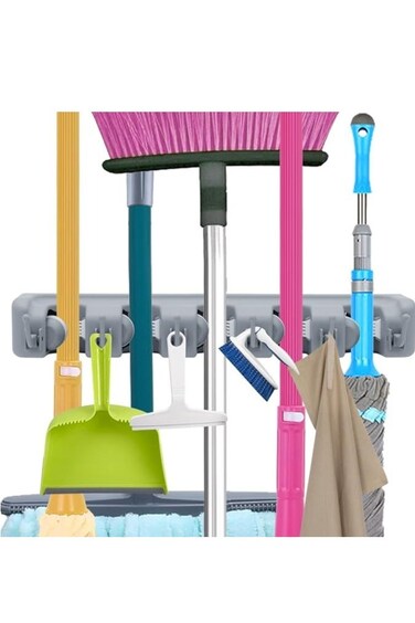 Care Mop And Broom Tool Holder Organizer, Multipurpose Wall Mounted Non Slide Storage Hooks Racks And Towels, Keys, Tools Hanger Include Screws For Indoor, Kitchen Garden, Bathroom And Garage