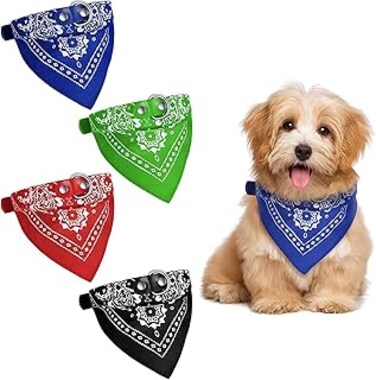 ELECDON Dog Bandana Collar Adjustable Pet Triangle Scarf Collar Dog Triangle Bibs Pet Kerchief Accessories for Small and Medium Dogs, Puppies 4 Pieces