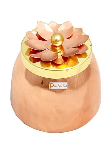 Prisha India Craft Copper Container - Gold