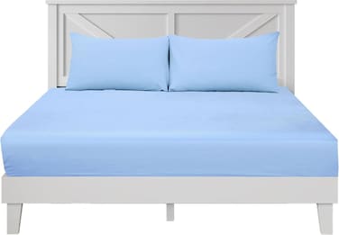 Zen&acirc;&bdquo;&cent; Premium Quality TC 250 Cotton Rich Fitted Sheet Set - Blue, Double