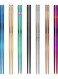 Pairs Metal Chopsticks, 7 Colors Reusable Stainless Steel Chopsticks, 13 Rings Pattern Non-slip Dishwasher Safe Chop Sticks, Square Lightweight Chopsticks, 8.9 Inches
