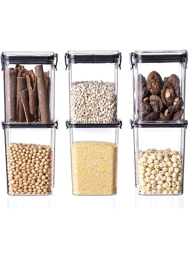 GGEROU Airtight Food Storage Container with Lock Lids，Cereal &amp; Dry Storage Jars ，Kitchen and Pantry Organization Canisters for Cereal, Coffee, Rice, Flour and Sugar (950ml / Set of 6)