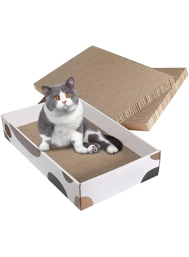PETPASS Cat Scratch Pad, 3 in 1 Recyclable Corrugated Scratcher Pad, Cat Scratching Furniture Scratcher Pad, Cat Training Toy