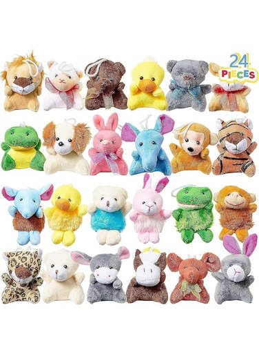 YLMKDE Toy 24 Pack Mini Animal Plush Toy Assortment,Party Favors Goodie Bag Stuffers, Bulk Toys for Classroom Prizes Birthdays Gift Boys and Girls,Filler for Boys Girls Child Kid(Randow Animal)