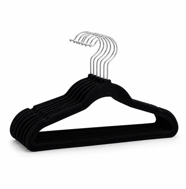 Slim Velvet Non-Slip Suit Hangers, Black, 7-Pack, Space-Saving Closet Hangers for Suits, Jackets, Shirts &amp; Dresses