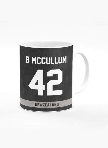Designer Printed Coffee Mug with Heavy Duty Handle 11oz Ceramic Personalised Gift Mugs Cup [Microwave Safe &amp; Dishwasher Proof ] - Cricket Player - Brendon McCullum, Jersey Number - 42