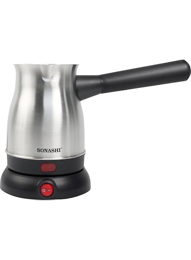 Sonashi Turkish Coffee Maker with 800ml Jar - 360-Degree Cordless Base with Removable Handle   Auto Shut Off Feature STCM-4972