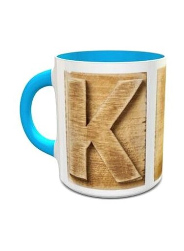 Alphabet K Design 286 Mug Blue/White/Brown