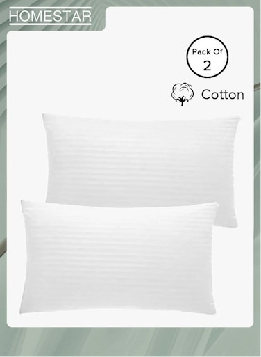 2-Piece Sound Sleep Hotel Hypoallergenic Soft Bed Gel Extra Fiber Stripped Pillow Set For Side And Back Includes 2xPillow