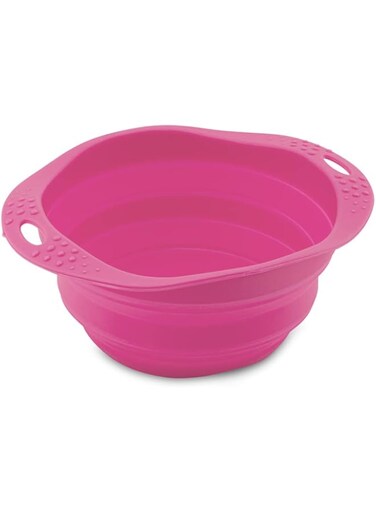 Beco Travel Bowl - Collapsable Silicone Food and Water Bowl for Dogs - S - Pink