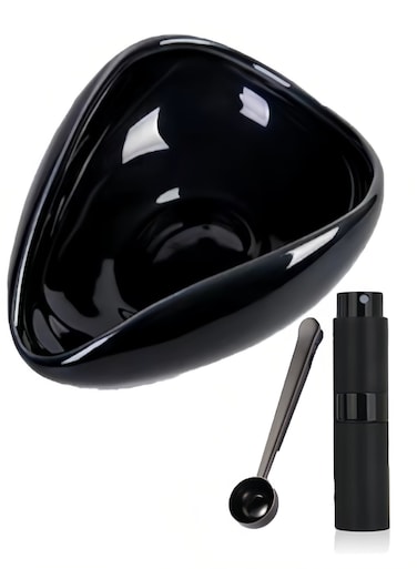 ZYouth 3PCS Coffee Bean Weighing Tray, Coffee Bean Spray 10ML, Coffee Spoon, Ceramic Dosing Vessel, Coffee spoon clip 2 in, Convenient for Home, Black