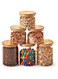 EZOWare 6pcs Glass Jars Air Tight Canister Kitchen Food Storage Container Set with Natural Bamboo Lids (1400ml/900ml)