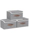 Yawinhe Collapsible Storage Boxes, Foldable Bin with Lids, Cube Clothes Organizer Basket with Handles, Grey, 13.0''Lx9.0''Wx7.9''H, 3-Pack, SNK024GS-3