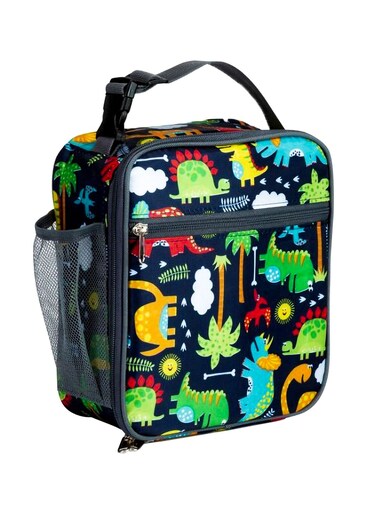 Lunch Bag for Kids, Dinosaur Insulated Blue with Side Mesh Pocket, for Boys Girls, Portable Leak Proof