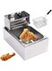 TOMVAES Electric Deep Fryer, Frying Machine,Household Fryer,Stainless Steel Countertop Single Tank Deep Fryer w/Fryer Basket, for French Fries Fried Chicken Donuts and More(6L)