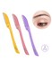 3PCS Eyebrow Trimmer Set, Stainless Steel Folding Eyebrow Razor, Beauty Eyebrow Trimming Tool for Girls (Yellow/Pink/Purple)