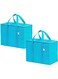 Excefore Insulated Reusable Grocery Shopping Bag - Large Cooler Tote with Zippered Top for Hot/Cold Food Transport, Perfect for Picnic, Camping, BBQ - Durable &amp; Foldable - 41x23x32cm, Blue