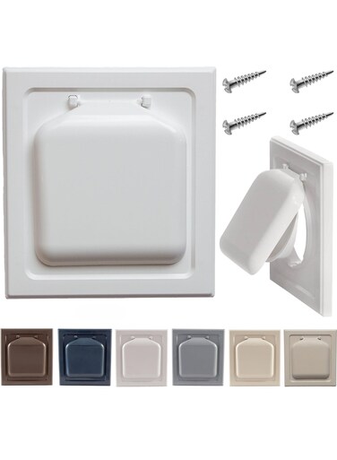 4" Dryer Vent Cover, The Only Dryer Vent With A Dual Door Damper To Seal Your Home, No Lint Collecting Screen, Easy Installation (White)