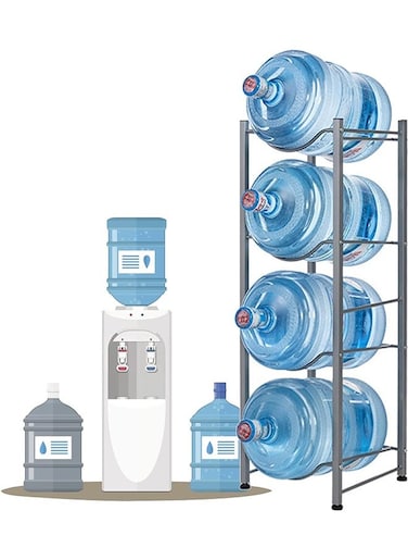 5 Gallon Water Jug Holder, 4 Tier Water Bottle Stand, Heavy Duty Water Dispenser Rack with 4 Slots for Gallon Jugs, Detachable Water Storage Shelf Organizer for Home Living Room Office